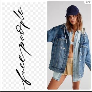 Free people Flawless Hooded denim jacket Sz- Xs